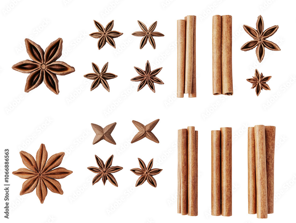 a group of cinnamon sticks and star anise a group of cinnamon sticks and star anise