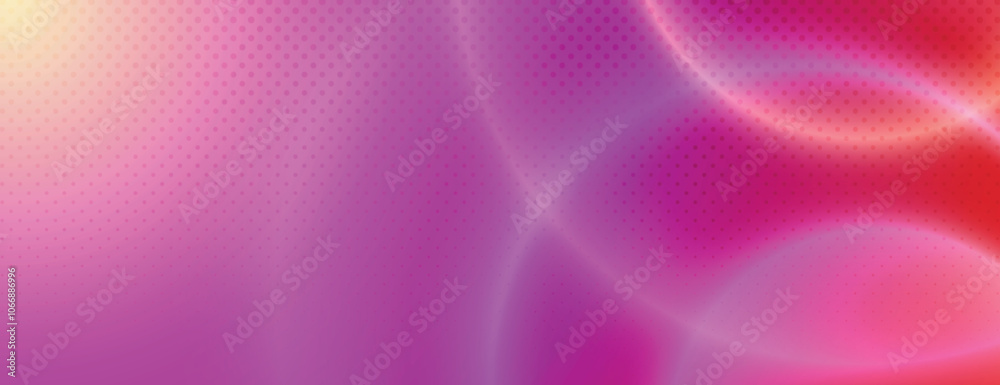 Obraz premium Vibrant pink gradient background, halftone dotted texture. Abstract flowing curves background. Pink modern background. Abstract circular gradient background, halftone dotted texture vector