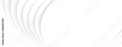 White background with smooth, curved lines. The background is minimalist and modern. The white background has a subtle gradient texture. Abstract minimal curved layered texture background vector