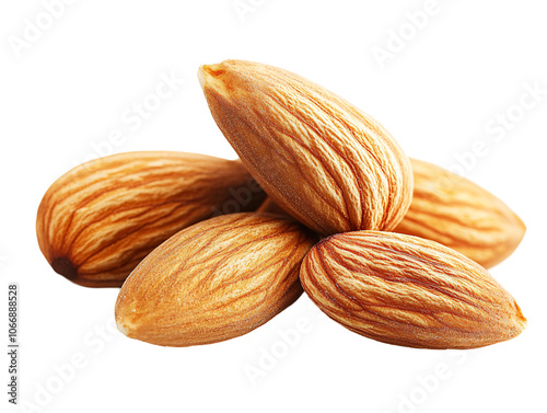 a group of almonds on a white background