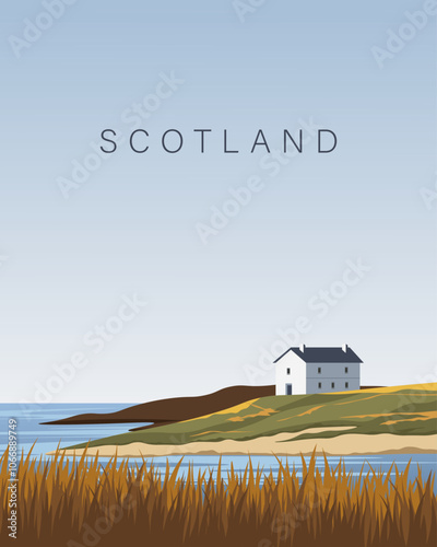 Scotland travel poster, banner, postcard