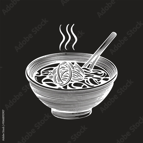 Soup with ramen noodles Noodles Vector illustration