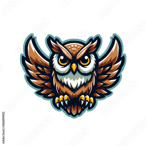 Owl mascot. Modern isolated vector illustration