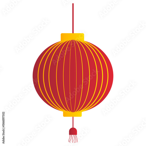 Chinese New Year Lantern Icon on White Background. Vector Symbol Illustration.