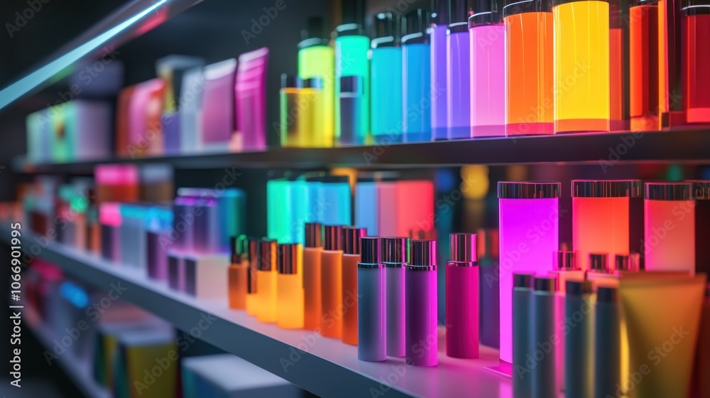 Colorful Bottles on a Shelf Colorful Bottles on a Shelf