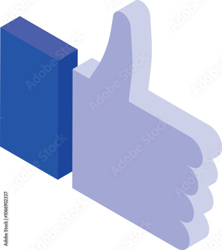 3d isometric thumbs up symbol represents approval, agreement, or positive feedback in social media interactions