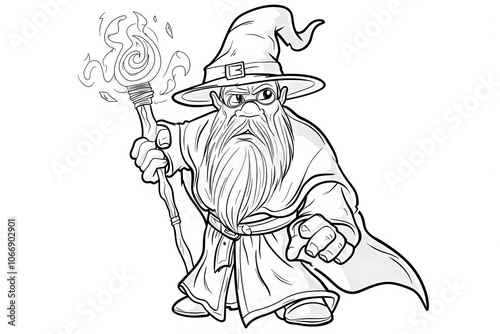 Wallpaper Mural A fierce old wizard, depicted with a long beard and a powerful staff, ready to cast a spell in a magical realm. Torontodigital.ca