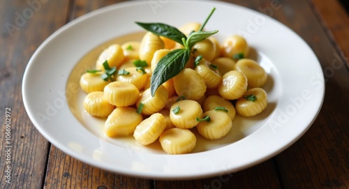 Delicious homemade gnocchi with basil