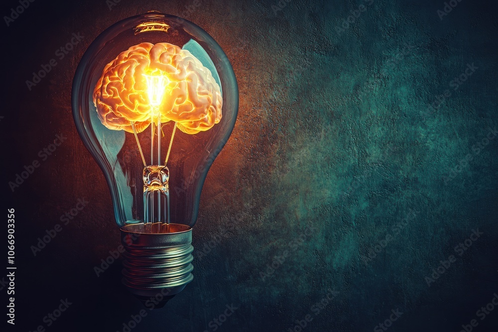 A Human Brain Inside a Glowing Lightbulb A Human Brain Inside a Glowing Lightbulb