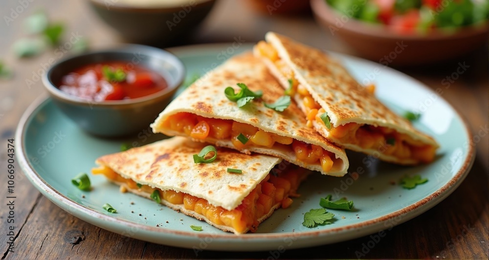 Delicious quesadillas on a plate Delicious quesadillas on a plate