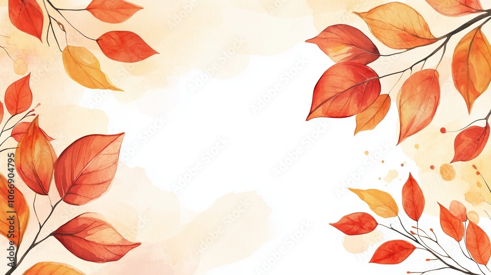 Autumn leaves in warm hues frame a blank space, perfect for seasonal designs or invitations, evoking a cozy atmosphere Autumn leaves in warm hues frame a blank space, perfect for seasonal designs or invitations, evoking a cozy atmosphere