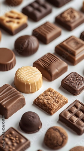 An assortment of delectable chocolates on a white background.