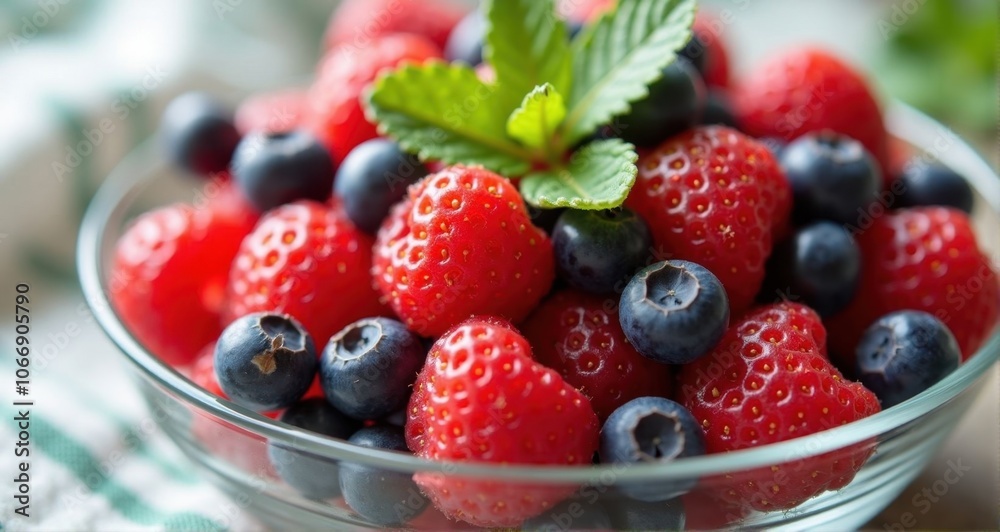 Fresh red strawberries and blueberries in a bowl Fresh red strawberries and blueberries in a bowl