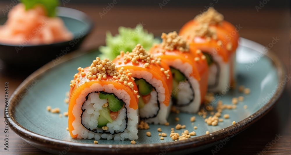 Delicious sushi rolls with fresh ingredients Delicious sushi rolls with fresh ingredients