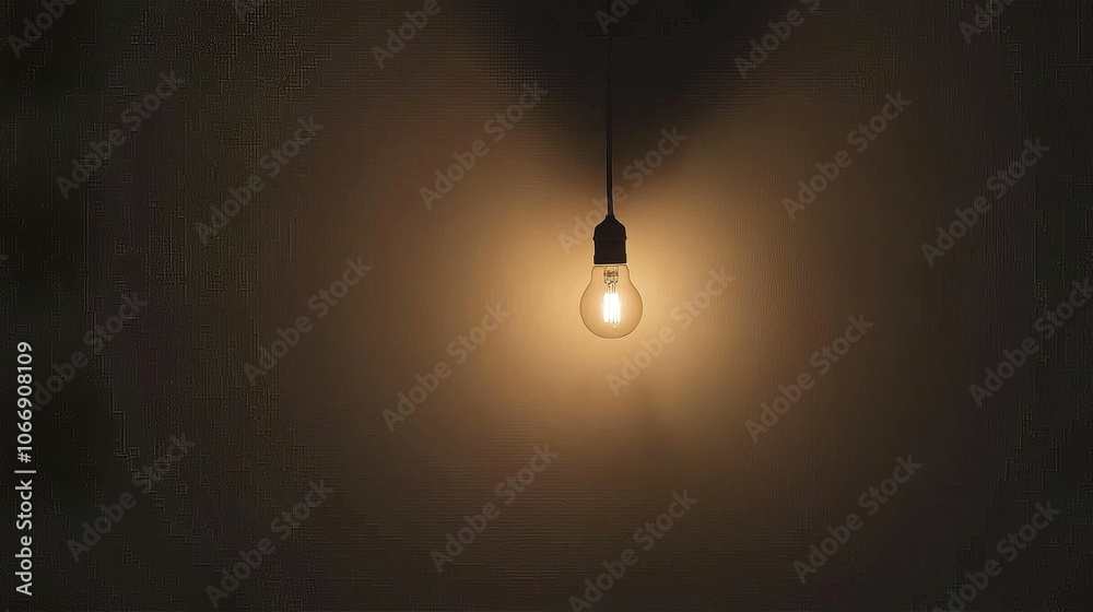 A dark, empty room with a single flickering light bulb hanging from the ceiling A dark, empty room with a single flickering light bulb hanging from the ceiling