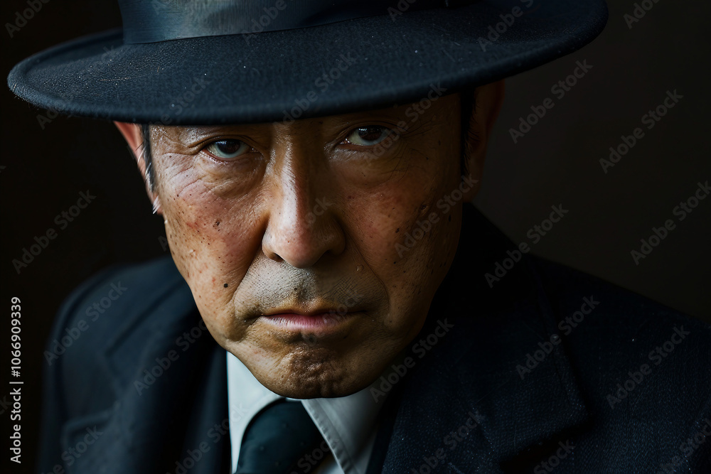 Generative AI Portrait of Man in Retro Detective Style, Noir Film Character Look Generative AI Portrait of Man in Retro Detective Style, Noir Film Character Look