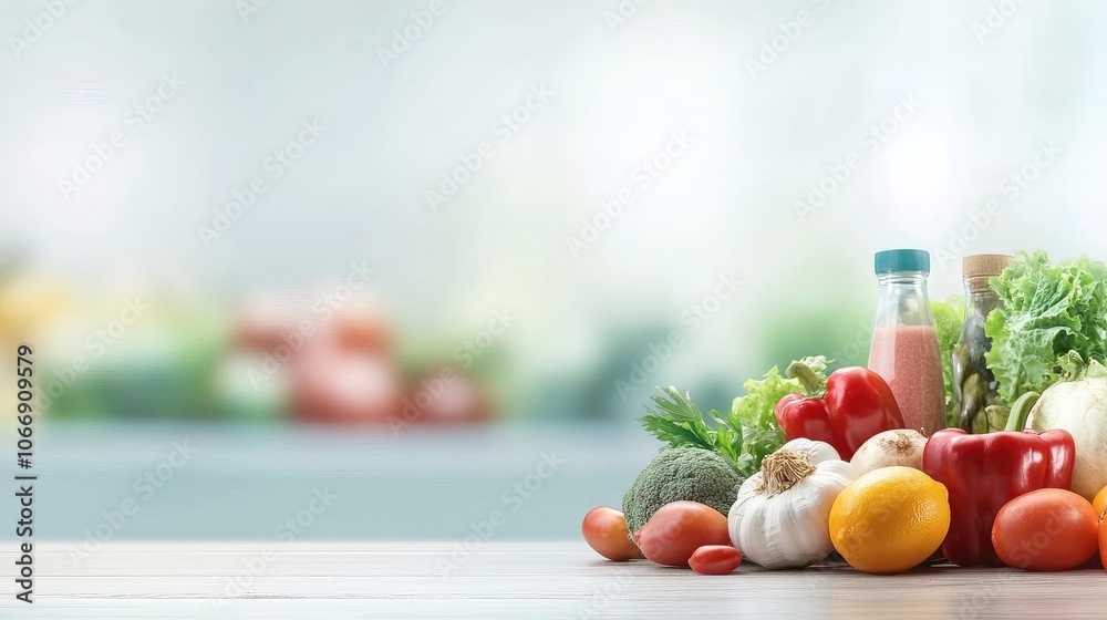 Fresh Vegetables and Fruits on a Wooden Table, Symbolizing Healthy Blood Pressure Foods with Vibrant Color