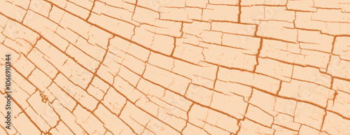 Cracked, earthy background with a rustic style. Beige background with brown lines, creating a textured, natural background effect. Cracked texture vintage background vector