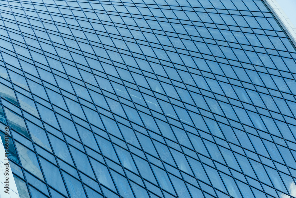 The Reflection of Modern Architecture Seen in a Beautiful Glass Facade of a Building