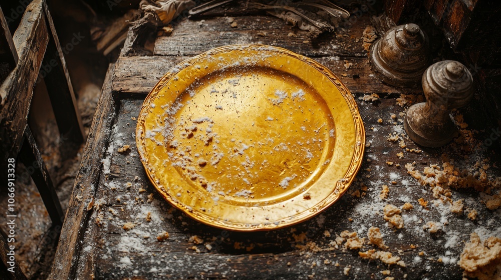 Empty Plate with Crumbs After a Feast Empty Plate with Crumbs After a Feast