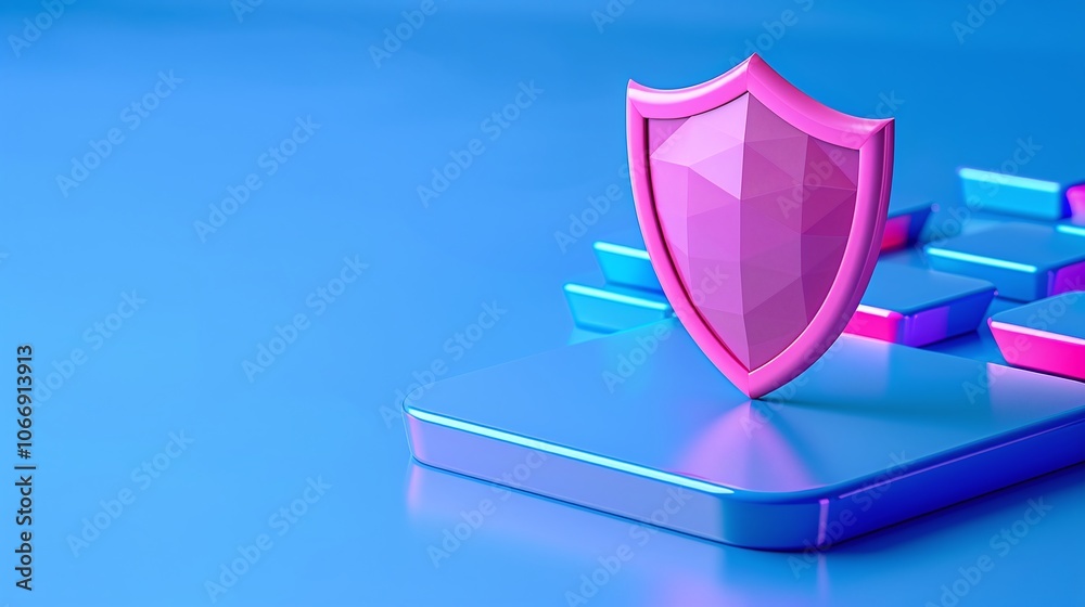 Modern Cyber Security Shield on Abstract Background Modern Cyber Security Shield on Abstract Background