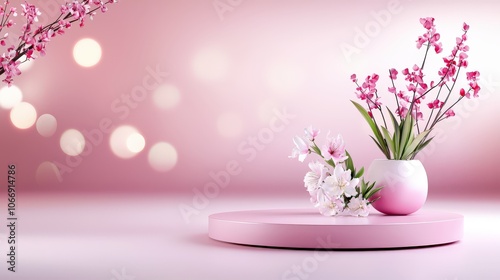 A delicate pink background illuminated by soft studio lights, creating a calm setting for artistic projects, social media content, or personal branding.