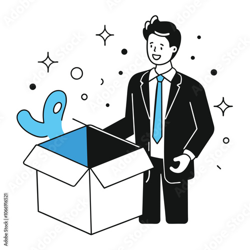  empty box business illustration of a man 