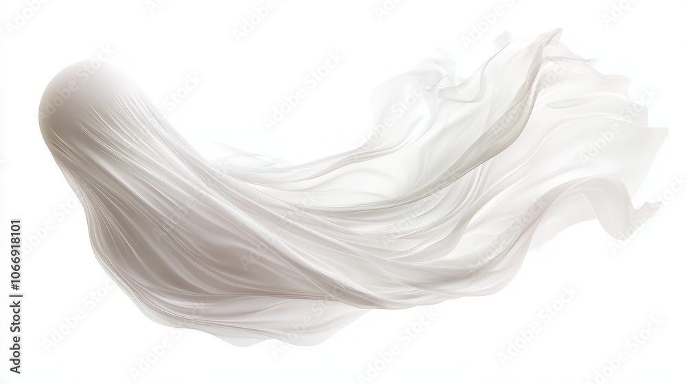 A white ghostly figure with a white veil is floating in the air A white ghostly figure with a white veil is floating in the air
