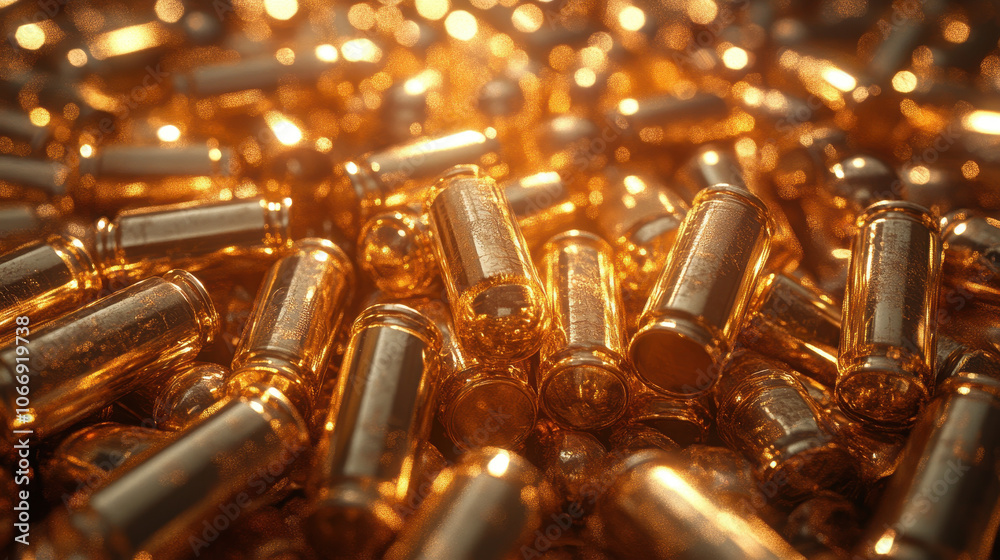 Golden Bullet Shells Background 3D Illustration for Violence Theme or Military Concept Design Golden Bullet Shells Background 3D Illustration for Violence Theme or Military Concept Design