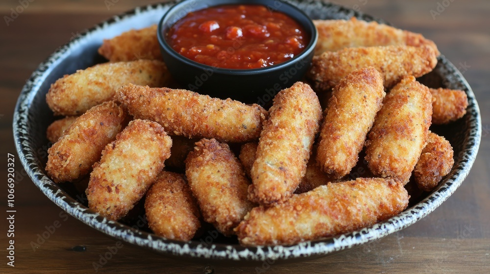 Crispy Fried Snacks with Tomato Sauce Dip Crispy Fried Snacks with Tomato Sauce Dip