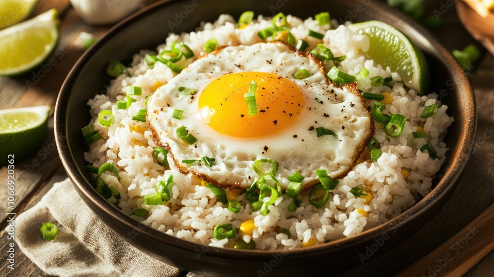 Delicious Fried Rice with Egg and Green Onions Delicious Fried Rice with Egg and Green Onions