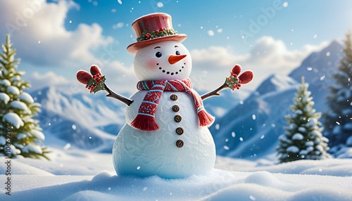 Ai generative Christmas concept wallpaper of snowman suitable for use in design work