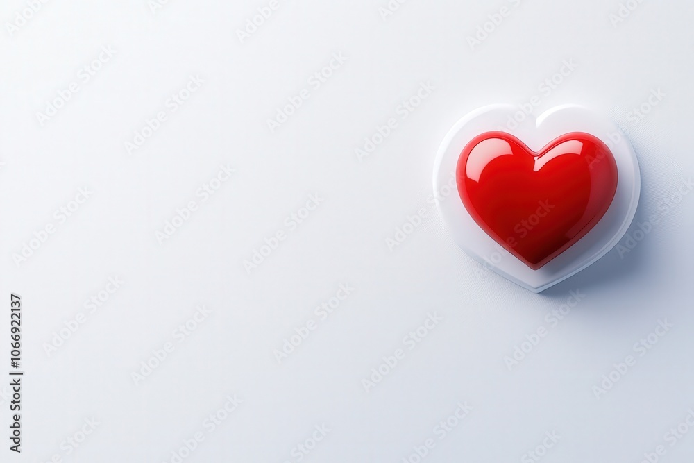 A glossy red heart shape object on a white background, symbolizing love and affection. A glossy red heart shape object on a white background, symbolizing love and affection.