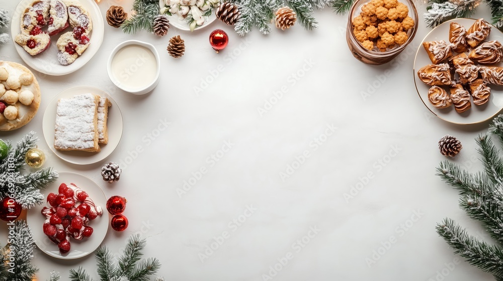 A Christmas table with an empty space for text. A Christmas table with an empty space for text.