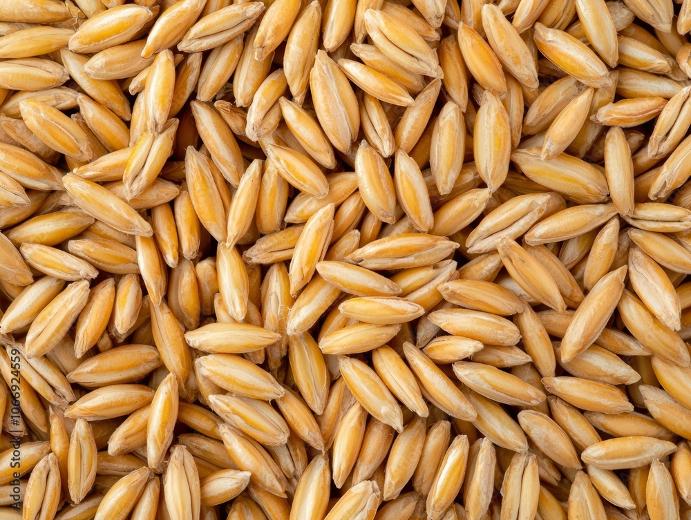 Close-up of golden barley grains on a textured surface. Close-up of golden barley grains on a textured surface.