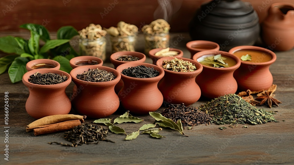Assorted Herbal Teas in Traditional Pots Assorted Herbal Teas in Traditional Pots