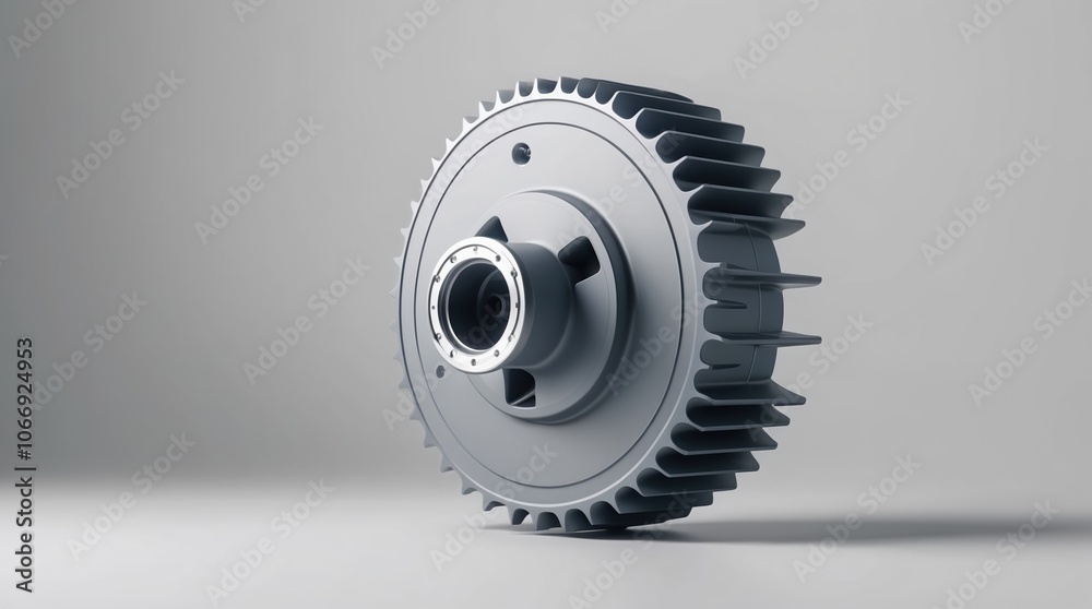 Detailed image of a metallic turbine component, showcasing intricate gear teeth Detailed image of a metallic turbine component, showcasing intricate gear teeth