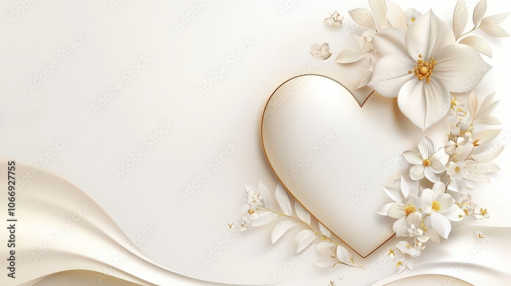 Obraz premium A delicate heart background featuring intricate floral designs and soft hues, ideal for conveying romance and elegance in wedding invitations or love notes.