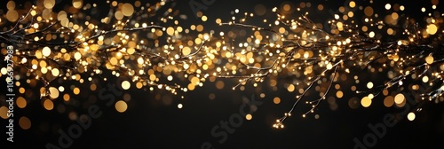 Sparkling Gold Lights on Black Background