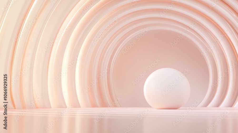 Obraz premium A white ball is placed in the center of a pink archway