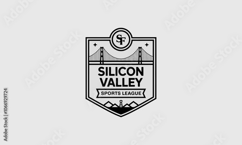 Silicon Valley sports league logo with bridge and mountains