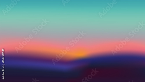 Abstract gradient nature landscape desktop wallpaper vector. Colorful sunset sky gradient landscape abstract background. Blurred colorful sunset sky desktop wallpaper background vector