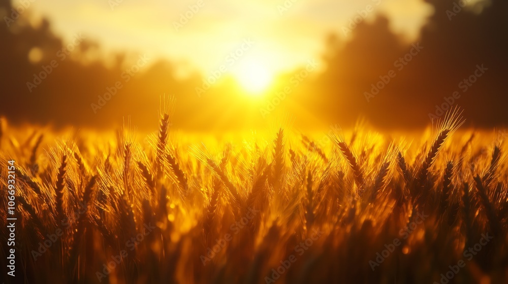 Wheat field. Ears of golden wheat close up. Beautiful Nature Sunset Landscape. Rural Scenery under Shining Sunlight. Background of ripening ears of meadow wheat field. Rich harvest Concept. Ads Wheat field. Ears of golden wheat close up. Beautiful Nature Sunset Landscape. Rural Scenery under Shining Sunlight. Background of ripening ears of meadow wheat field. Rich harvest Concept. Ads