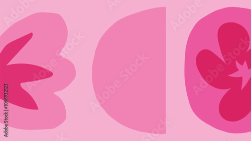 Abstract leaves and flower nature shape in pink desktop wallpaper vector. Leaves and Flower abstract shape pink monotone background. Abstract nature space desktop wallpaper background vector