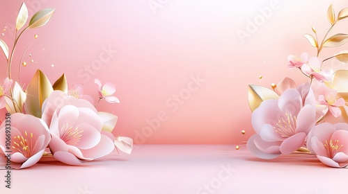 A soft pink flower background with delicate petals and lush greenery, ideal for beauty brands, weddings, and nature-themed projects.