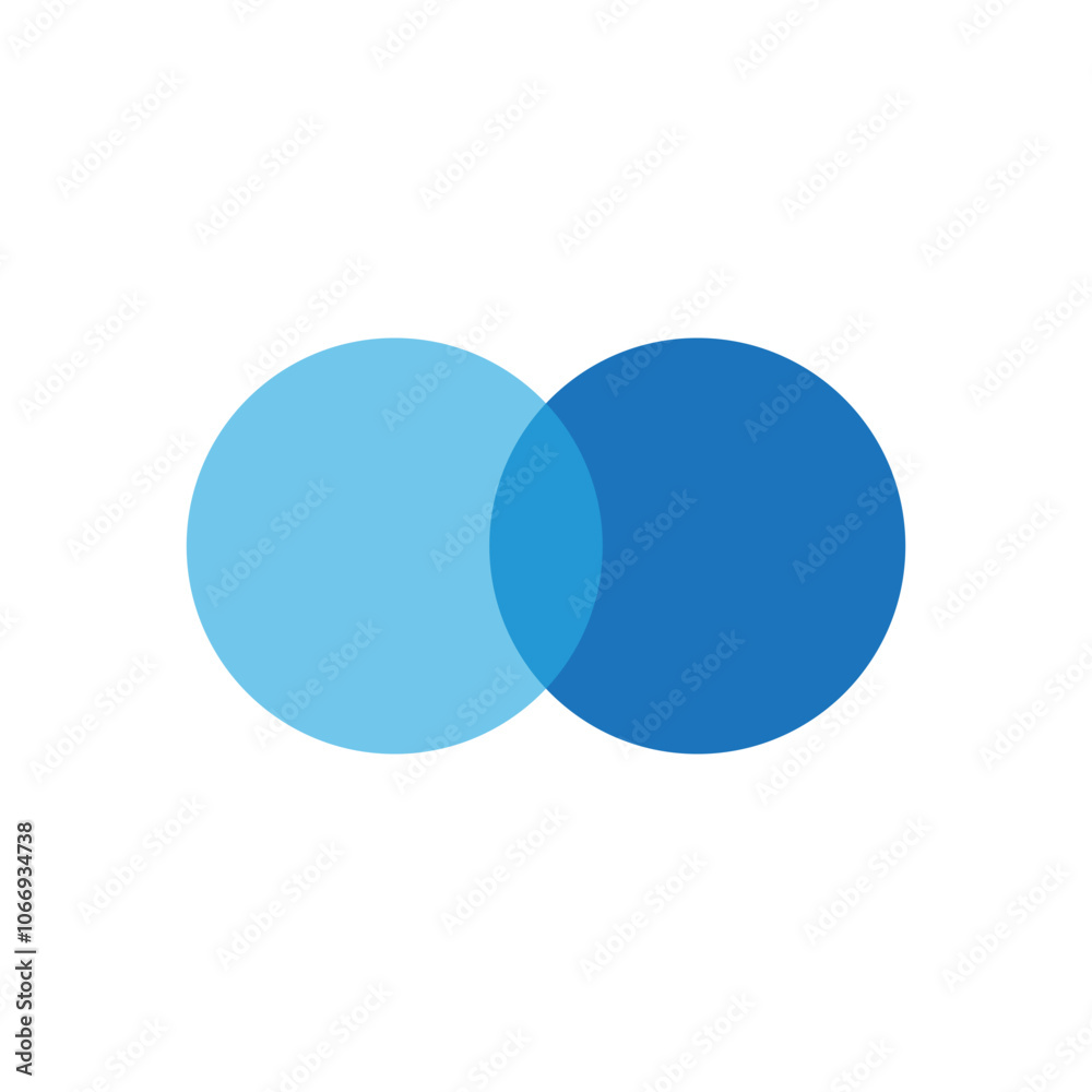 Overlapping circles icon. Color blend illustration. Simple Venn diagram. Vector graphic.