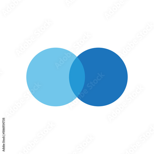 Overlapping circles icon. Color blend illustration. Simple Venn diagram. Vector graphic.