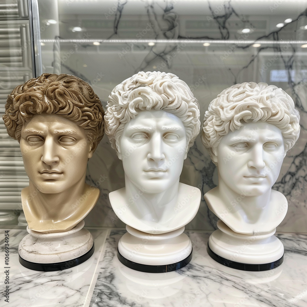 Obraz premium Classical bust sculptures in marble with intricate details
