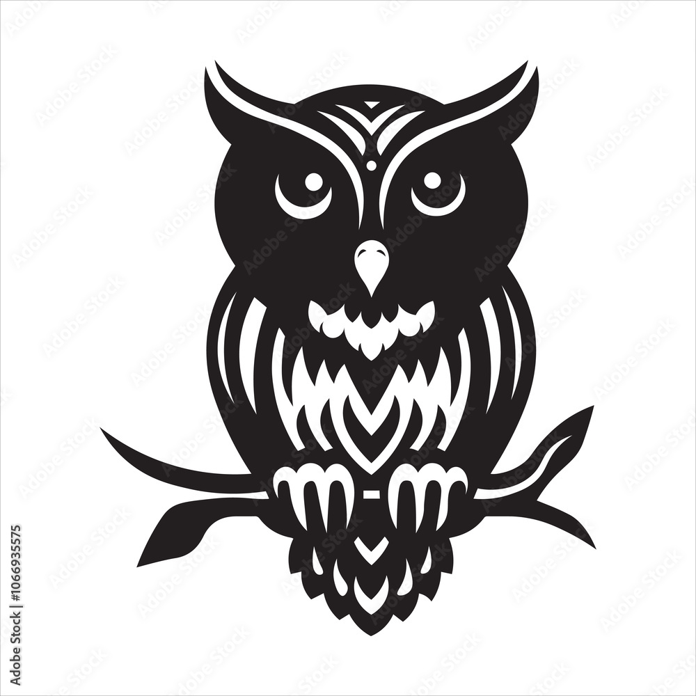 Cute Owl Silhouette, Owl Silhouette Vector illustration isolated on white background. Cute Owl Silhouette, Owl Silhouette Vector illustration isolated on white background.