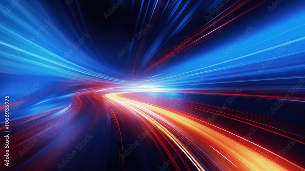 Abstract Light Trails in Blue and Red Colors Abstract Light Trails in Blue and Red Colors